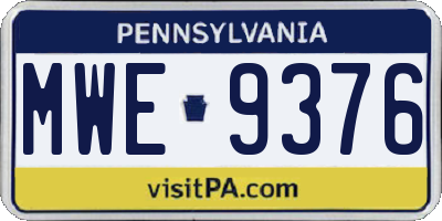 PA license plate MWE9376