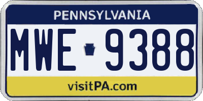 PA license plate MWE9388