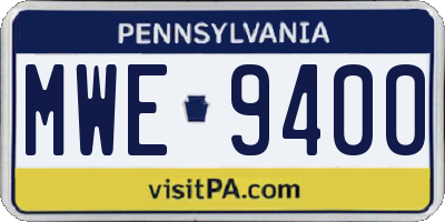 PA license plate MWE9400