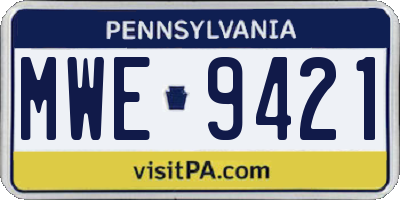 PA license plate MWE9421