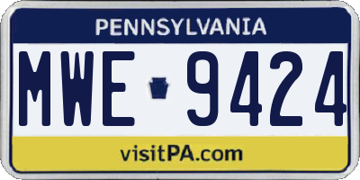 PA license plate MWE9424