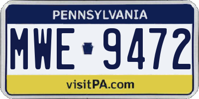 PA license plate MWE9472