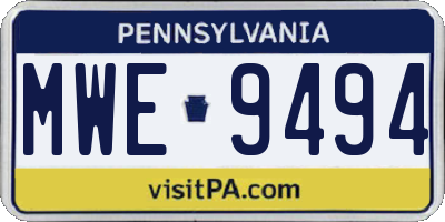 PA license plate MWE9494