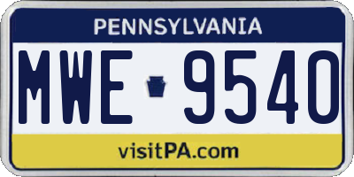 PA license plate MWE9540
