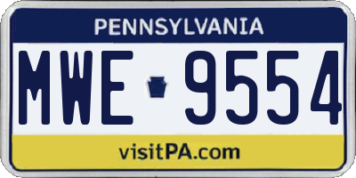 PA license plate MWE9554
