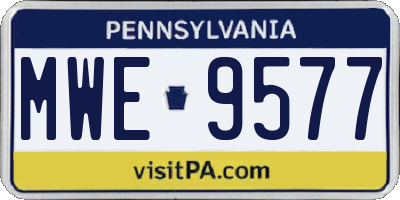 PA license plate MWE9577