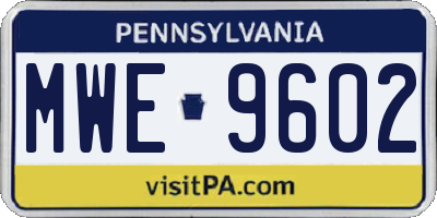 PA license plate MWE9602