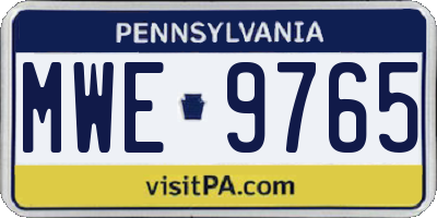 PA license plate MWE9765