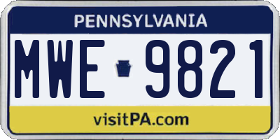 PA license plate MWE9821