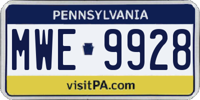 PA license plate MWE9928
