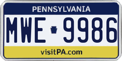 PA license plate MWE9986