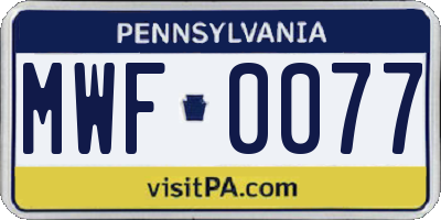 PA license plate MWF0077