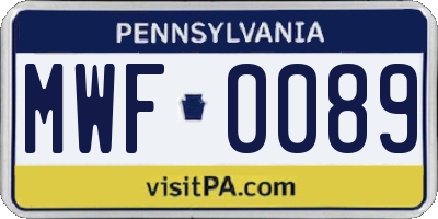 PA license plate MWF0089