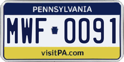 PA license plate MWF0091