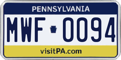 PA license plate MWF0094