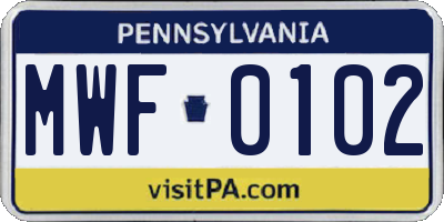 PA license plate MWF0102