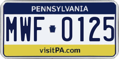 PA license plate MWF0125