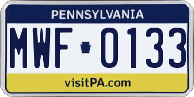 PA license plate MWF0133
