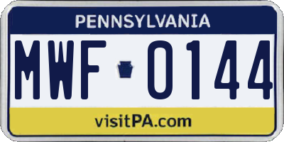 PA license plate MWF0144