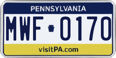 PA license plate MWF0170