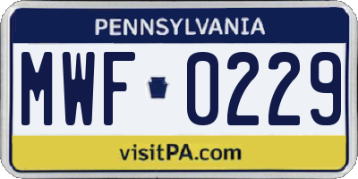PA license plate MWF0229