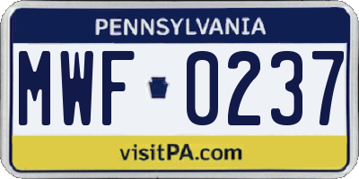 PA license plate MWF0237