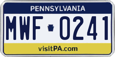 PA license plate MWF0241