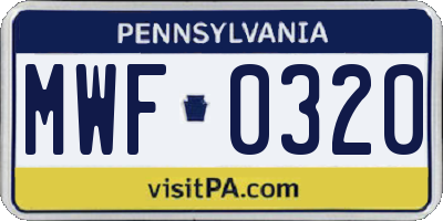 PA license plate MWF0320