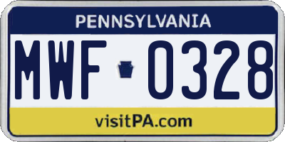 PA license plate MWF0328