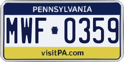 PA license plate MWF0359
