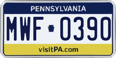 PA license plate MWF0390