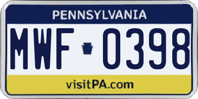 PA license plate MWF0398