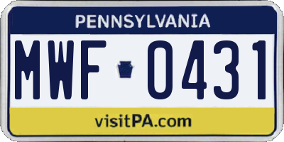 PA license plate MWF0431