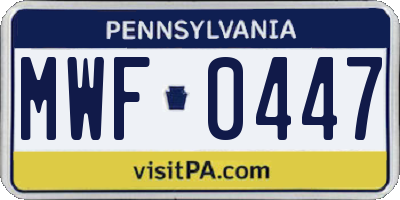 PA license plate MWF0447