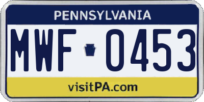 PA license plate MWF0453