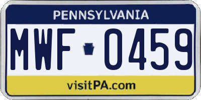 PA license plate MWF0459