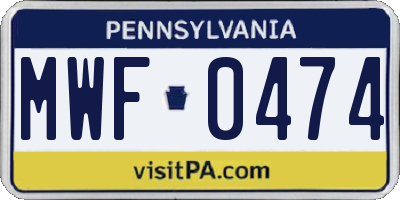 PA license plate MWF0474