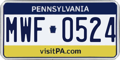 PA license plate MWF0524