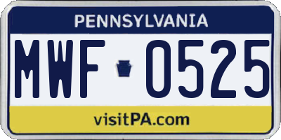 PA license plate MWF0525