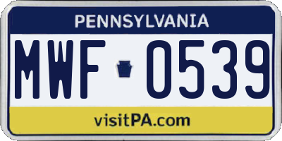 PA license plate MWF0539