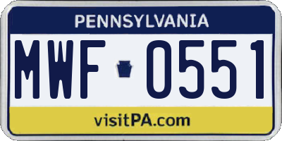 PA license plate MWF0551