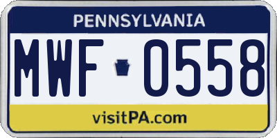 PA license plate MWF0558