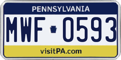 PA license plate MWF0593
