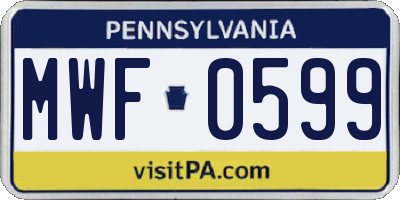 PA license plate MWF0599