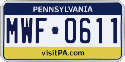 PA license plate MWF0611
