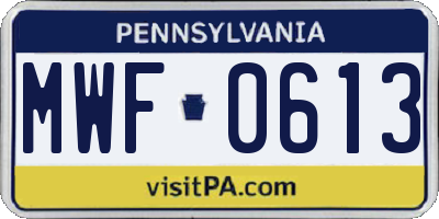 PA license plate MWF0613