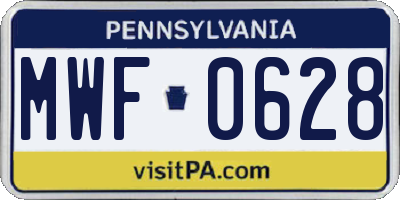 PA license plate MWF0628