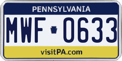 PA license plate MWF0633