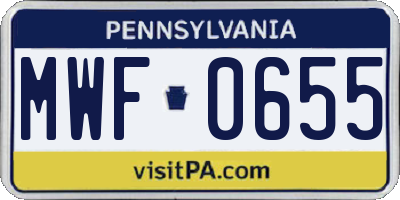 PA license plate MWF0655