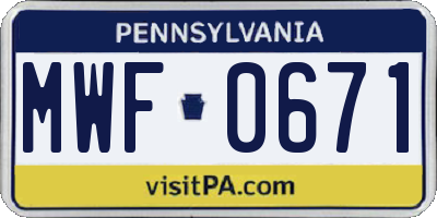PA license plate MWF0671